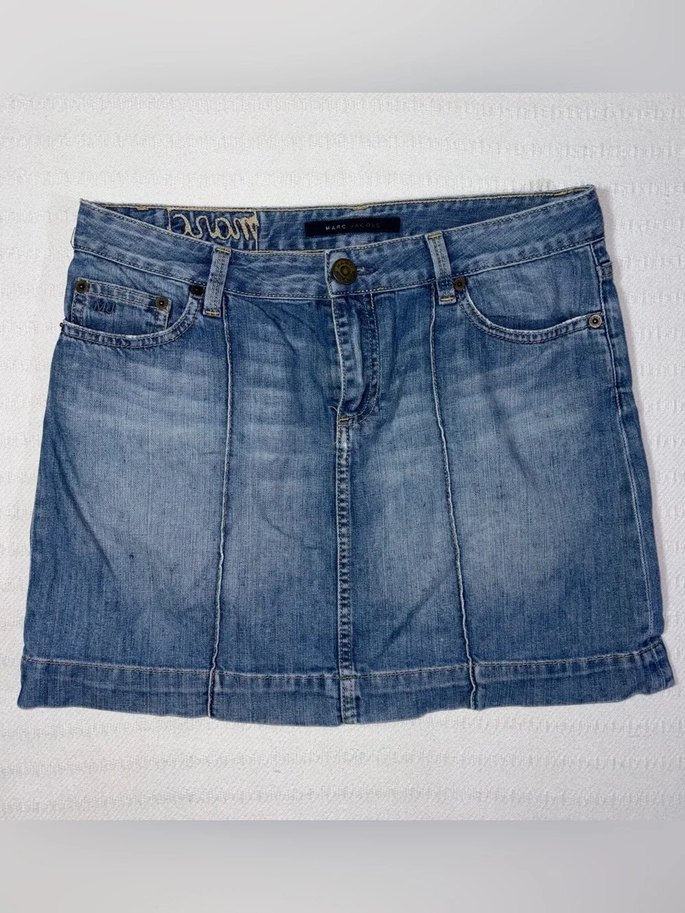 Vintage Marc by Marc Jacobs Denim Mini Skirt Womens Sz 6 Y2K M Embroidered Rare - Picture 2 of 8
